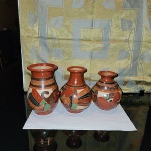 3 mini Beautiful Vintage Pottery Vases 4-5 "